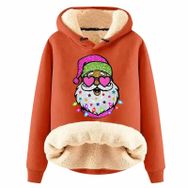Generisch Noel Baskılı 2025 Modern Kapüşonlu Uzun Kollu F-Turuncu Kadın Sweatshirt