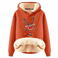 Generisch Noel Baskılı 2025 Modern Kapüşonlu Uzun Kollu G-Yeşil Kadın Sweatshirt