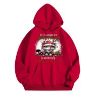 Generisch Noel Baskılı 2025 Modern Kapüşonlu Uzun Kollu Gündelik A-Kırmızı Kadın Sweatshirt