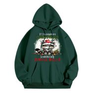 Generisch Noel Baskılı 2025 Modern Kapüşonlu Uzun Kollu Gündelik A-Koyu Yeşil Kadın Sweatshirt