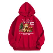 Generisch Noel Baskılı 2025 Modern Kapüşonlu Uzun Kollu Gündelik B-Kırmızı Kadın Sweatshirt