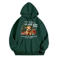 Generisch Noel Baskılı 2025 Modern Kapüşonlu Uzun Kollu Gündelik B-Koyu Yeşil Kadın Sweatshirt
