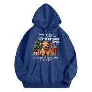 Generisch Noel Baskılı 2025 Modern Kapüşonlu Uzun Kollu Gündelik B-Mavi Kadın Sweatshirt