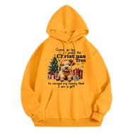 Generisch Noel Baskılı 2025 Modern Kapüşonlu Uzun Kollu Gündelik B-Sarı Kadın Sweatshirt