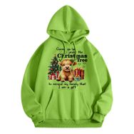 Generisch Noel Baskılı 2025 Modern Kapüşonlu Uzun Kollu Gündelik B-Yeşil Kadın Sweatshirt