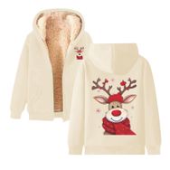Generisch Noel Baskılı 2025 Modern Kapüşonlu Uzun Kollu Gündelik Bej-5 Kadın Sweatshirt