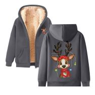 Generisch Noel Baskılı 2025 Modern Kapüşonlu Uzun Kollu Gündelik Gri-1 Kadın Sweatshirt