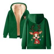 Generisch Noel Baskılı 2025 Modern Kapüşonlu Uzun Kollu Gündelik Koyu Yeşil-1 Kadın Sweatshirt
