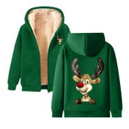 Generisch Noel Baskılı 2025 Modern Kapüşonlu Uzun Kollu Gündelik Koyu Yeşil-3 Kadın Sweatshirt
