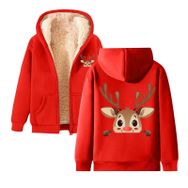 Generisch Noel Baskılı 2025 Modern Kapüşonlu Zarif Uzun Kollu B-Kırmızı Kadın Sweatshirt
