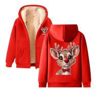 Generisch Noel Baskılı 2025 Modern Kapüşonlu Zarif Uzun Kollu C-Kırmızı Kadın Sweatshirt