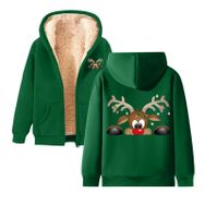 Generisch Noel Baskılı 2025 Modern Kapüşonlu Zarif Uzun Kollu D-Koyu Yeşil Kadın Sweatshirt