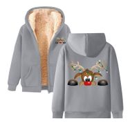 Generisch Noel Baskılı 2025 Modern Kapüşonlu Zarif Uzun Kollu D-Light Gri Kadın Sweatshirt