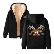Generisch Noel Baskılı 2025 Modern Kapüşonlu Zarif Uzun Kollu D-Siyah Kadın Sweatshirt