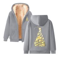 Generisch Noel Baskılı 2025 Modern Kapüşonlu Zarif Uzun Kollu E-Açık Gri Kadın Sweatshirt
