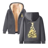 Generisch Noel Baskılı 2025 Modern Kapüşonlu Zarif Uzun Kollu E-Gri Kadın Sweatshirt