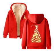 Generisch Noel Baskılı 2025 Modern Kapüşonlu Zarif Uzun Kollu E-Kırmızı Kadın Sweatshirt