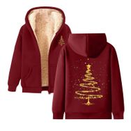 Generisch Noel Baskılı 2025 Modern Kapüşonlu Zarif Uzun Kollu Şarap Kadın Sweatshirt