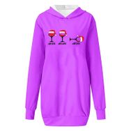 Generisch Noel Baskılı Kapüşonlu Uzun Kollu Zarif Lila 3 Kadın Sweatshirt