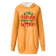 Generisch Noel Baskılı Kapüşonlu Uzun Kollu Zarif Sarı 1 Kadın Sweatshirt