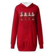 Generisch Noel Baskılı Uzun Kol Günlük Modern Kırmızı Kadın Sweatshirt