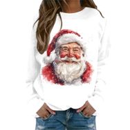 Generisch Noel Baskılı Yuvarlak Yaka Uzun Kol Şık Gündelik Pembe-Z Kadın Sweatshirt