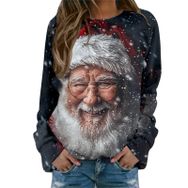 Generisch Noel Baskılı Yuvarlak Yaka Uzun Kol Şık Pembe-U Kadın Sweatshirt