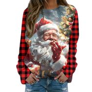 Generisch Noel Baskılı Yuvarlak Yaka Uzun Kol Şık Pembe-Y Kadın Sweatshirt