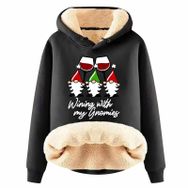 Generisch Noel Baskılı Yuvarlak Yaka Uzun Kollu Şık Siyah-C Kadın Sweatshirt