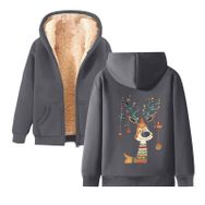 Generisch Weihnachtspullover Damen Zarif A Noel Kapüşonlu Tarzı Boş Zaman Polar Model Noel Baskılı Kış Uzun Kollu Gündelik Gri Kadın Sweatshirt