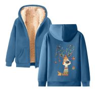 Generisch Weihnachtspullover Damen Zarif A Noel Kapüşonlu Tarzı Boş Zaman Polar Model Noel Baskılı Kış Uzun Kollu Gündelik Mavi Kadın Sweatshirt