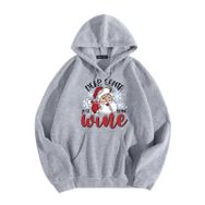 Generisch Zarif A Noel Kapüşonlu Tarzı Boş Zaman Kazak Model Noel Baskılı Kış Uzun Kollu Gündelik Açık Gri Kadın Sweatshirt
