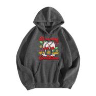 Generisch Zarif B Noel Kapüşonlu Tarzı Boş Zaman Kazak Model Noel Baskılı Kış Uzun Kollu Gündelik B Gri Kadın Sweatshirt