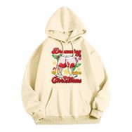 Generisch Zarif B Noel Kapüşonlu Tarzı Boş Zaman Kazak Model Noel Baskılı Kış Uzun Kollu Gündelik Light Sarı Kadın Sweatshirt