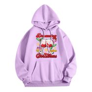 Generisch Zarif B Noel Kapüşonlu Tarzı Boş Zaman Kazak Model Noel Baskılı Kış Uzun Kollu Gündelik Lila Kadın Sweatshirt