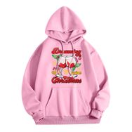 Generisch Zarif B Noel Kapüşonlu Tarzı Boş Zaman Kazak Model Noel Baskılı Kış Uzun Kollu Gündelik Pembe Kadın Sweatshirt
