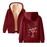 Generisch Zarif B Noel Kapüşonlu Tarzı Boş Zaman Polar Model Noel Baskılı Kış Uzun Kollu Gündelik Şarap Kadın Sweatshirt