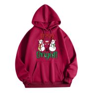 Generisch Zarif C Noel Kapüşonlu Tarzı Boş Zaman Kazak Model Noel Baskılı Kış Uzun Kollu Gündelik Kırmızı Kadın Sweatshirt
