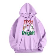 Generisch Zarif C Noel Kapüşonlu Tarzı Boş Zaman Kazak Model Noel Baskılı Kış Uzun Kollu Gündelik Lila Kadın Sweatshirt