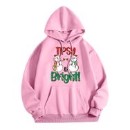 Generisch Zarif C Noel Kapüşonlu Tarzı Boş Zaman Kazak Model Noel Baskılı Kış Uzun Kollu Gündelik Pembe Kadın Sweatshirt