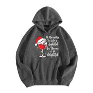 Generisch Zarif D Noel Kapüşonlu Tarzı Boş Zaman Kazak Model Noel Baskılı Kış Uzun Kollu Gündelik Gri Kadın Sweatshirt