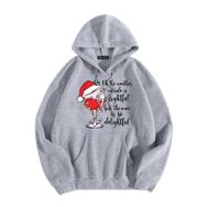 Generisch Zarif D Noel Kapüşonlu Tarzı Boş Zaman Kazak Model Noel Baskılı Kış Uzun Kollu Gündelik Light Gri Kadın Sweatshirt