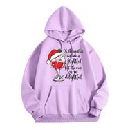 Generisch Zarif D Noel Kapüşonlu Tarzı Boş Zaman Kazak Model Noel Baskılı Kış Uzun Kollu Gündelik Lila Kadın Sweatshirt