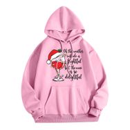 Generisch Zarif D Noel Kapüşonlu Tarzı Boş Zaman Kazak Model Noel Baskılı Kış Uzun Kollu Gündelik Pembe Kadın Sweatshirt