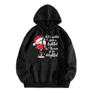 Generisch Zarif D Noel Kapüşonlu Tarzı Boş Zaman Kazak Model Noel Baskılı Kış Uzun Kollu Gündelik Siyah Kadın Sweatshirt