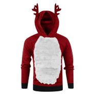 Generisch Zarif Noel Kapüşonlu Tarzı Boş Zaman Kazak Model Noel Baskılı Kış Uzun Kollu Gündelik Brick Kırmızısı Kadın Sweatshirt