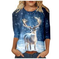 Generisch Zi Noel 3/4 Kollu Tatlı Desenli Kazak Model Kış Yuvarlak Yaka Uzun Kollu Süveter Moda Bol Üst Giyim Beyaz Kadın Kazağı