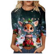 Generisch Zk Noel 3/4 Kollu Tatlı Desenli Kazak Model Kış Yuvarlak Yaka Uzun Kollu Süveter Moda Bol Üst Giyim Siyah Kadın Kazağı