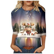 Generisch Zr Noel 3/4 Kollu Tatlı Desenli Kazak Model Kış Yuvarlak Yaka Uzun Kollu Süveter Moda Bol Üst Giyim Beyaz Kadın Kazağı