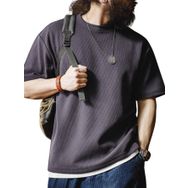 Genius Store Waffle Oversize Bisiklet Yaka Kısa Kol Füme Erkek T-shirt